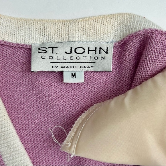 St John Pastel Color Block Santana Knit Color Block Cardigan Sweater Jacket M - Picture 9 of 10
